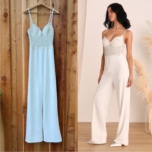 White Pearl Sequin Bustier Mermaid Sleeveless Jumpsuit 🌿